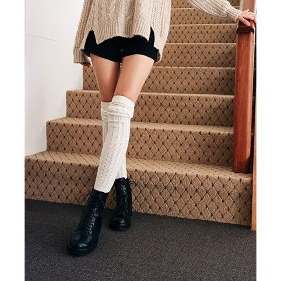 Knee High Socks Lace Long Warm Stockings Boots Dress Slouch Winter Fall NWT - Picture 4 of 6